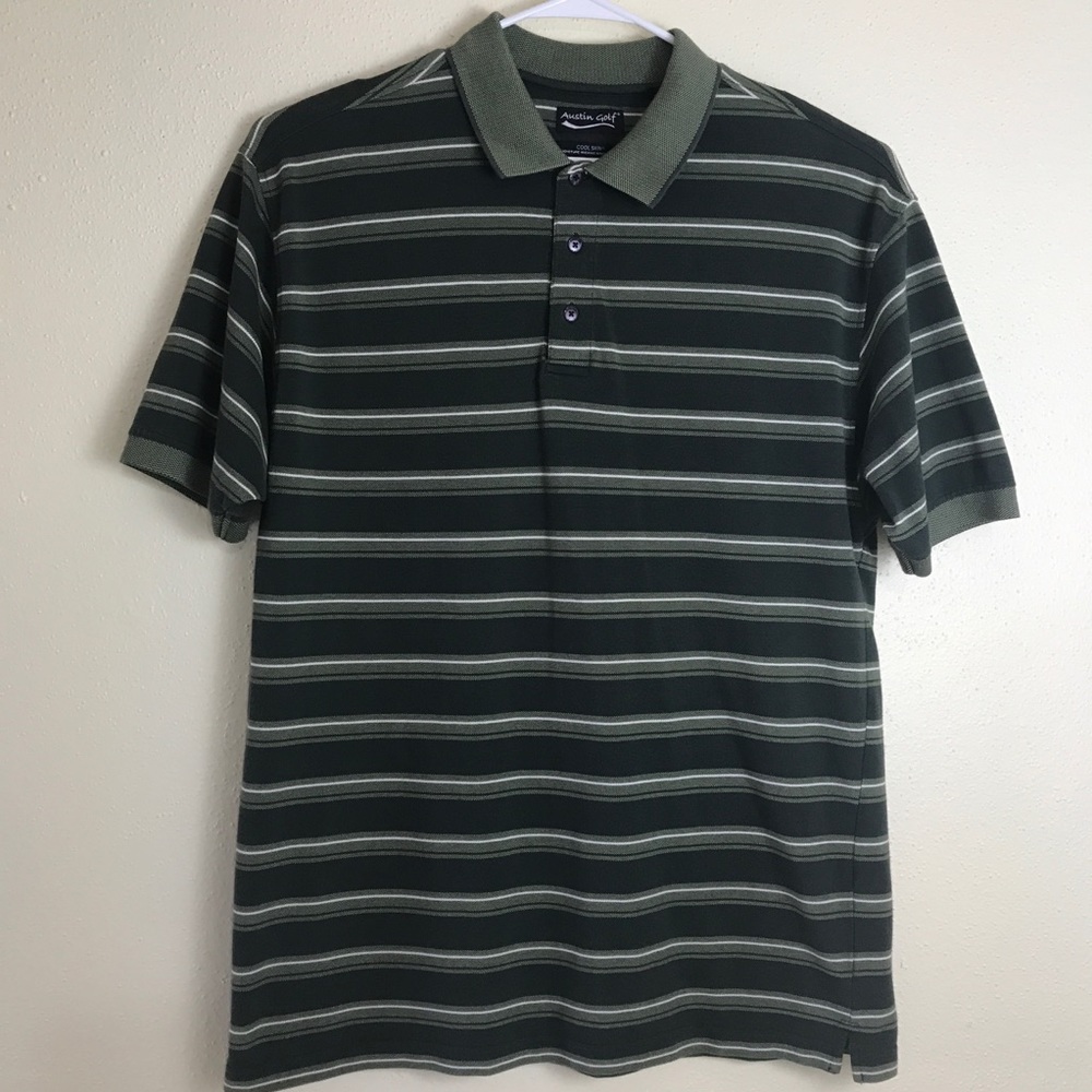 Austin golf Polo shirt hunter green striped
